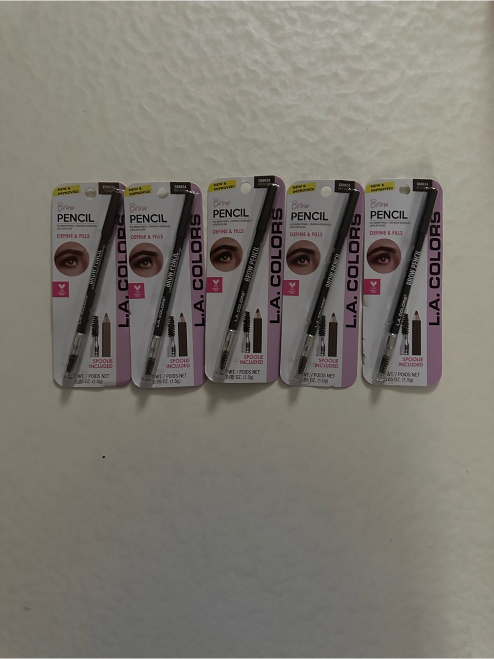 Lot Of 5, LA COLORS Eye Brow Pencil In Shade C68634 Brand New Brown
